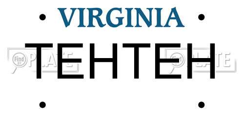 TEHTEH Virginia License Plate