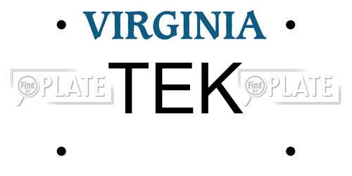 TEK Virginia License Plate