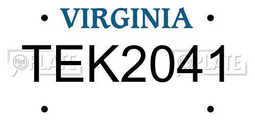 TEK2041 Virginia License Plate