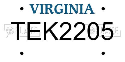 TEK2205 Virginia License Plate