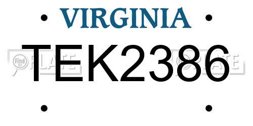 TEK2386 Virginia License Plate