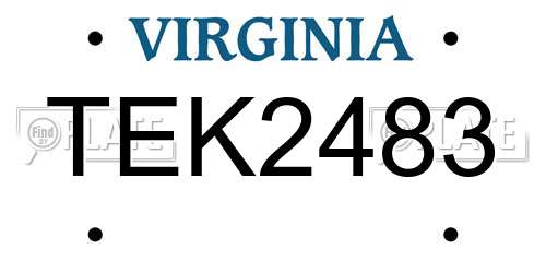 TEK2483 Virginia License Plate