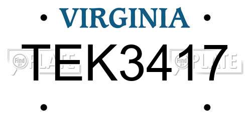 TEK3417 Virginia License Plate