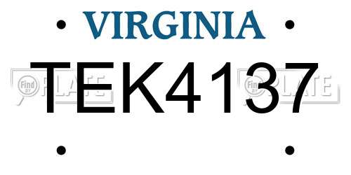 TEK4137 Virginia License Plate