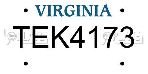 TEK4173 Virginia License Plate