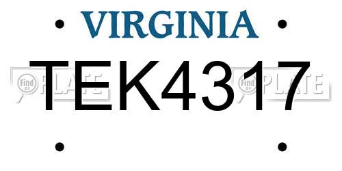 TEK4317 Virginia License Plate