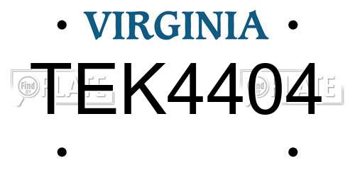 TEK4404 Virginia License Plate