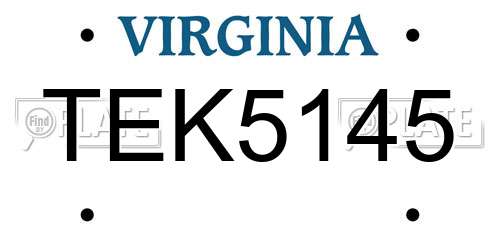 TEK5145 Virginia License Plate