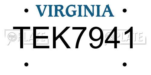 TEK7941 Virginia License Plate