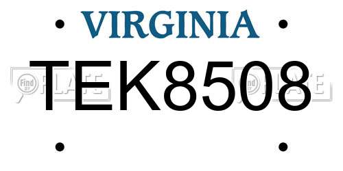 TEK8508 Virginia License Plate