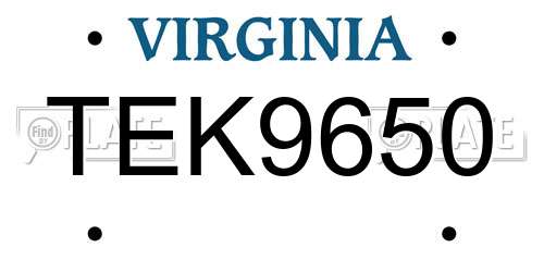 TEK9650 Virginia License Plate