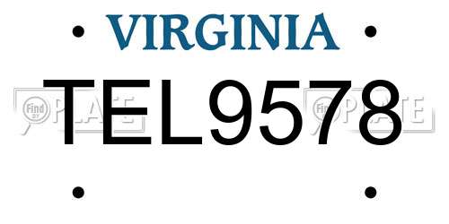 TEL9578 Virginia License Plate