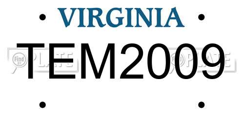 TEM2009 Virginia License Plate