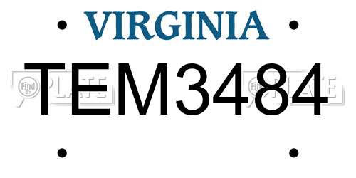 TEM3484 Virginia License Plate