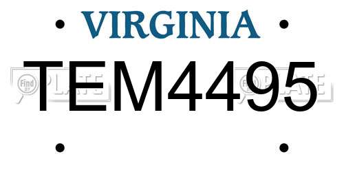 TEM4495 Virginia License Plate