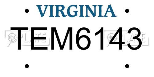 TEM6143 Virginia License Plate