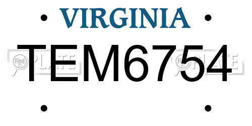 TEM6754 Virginia License Plate