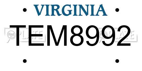 TEM8992 Virginia License Plate