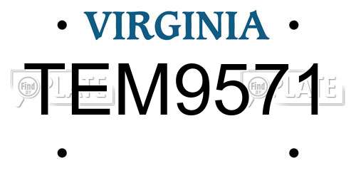 TEM9571 Virginia License Plate