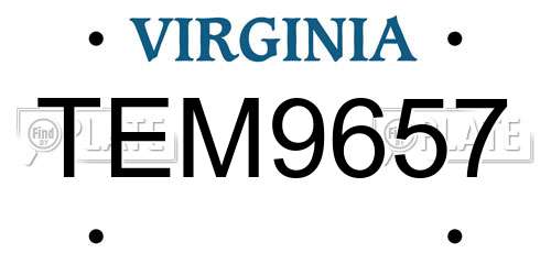 TEM9657 Virginia License Plate