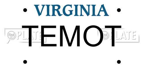 TEMOT Virginia License Plate