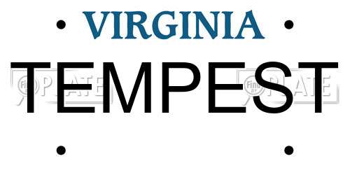 TEMPEST Virginia License Plate