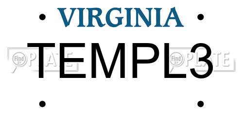 TEMPL3 Virginia License Plate