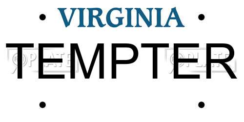 TEMPTER Virginia License Plate