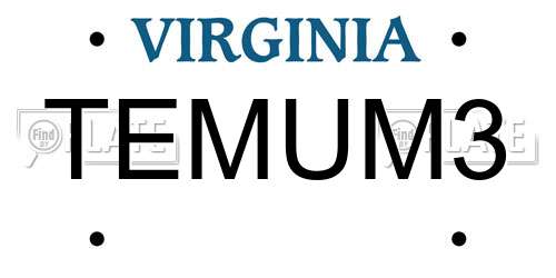 TEMUM3 Virginia License Plate