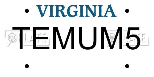 TEMUM5 Virginia License Plate