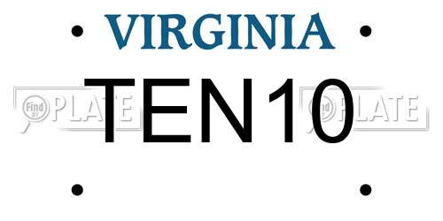 TEN10 Virginia License Plate
