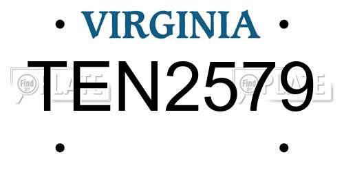 TEN2579 Virginia License Plate