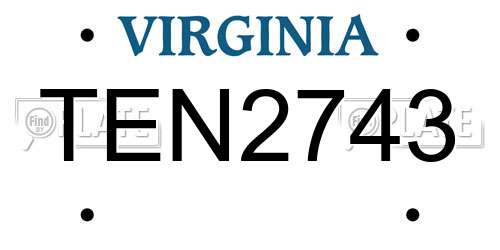 TEN2743 Virginia License Plate