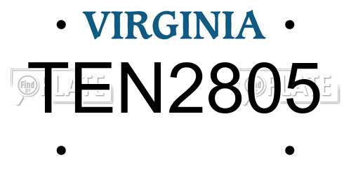 TEN2805 Virginia License Plate