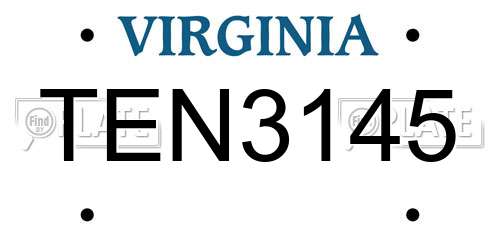 TEN3145 Virginia License Plate