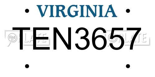 TEN3657 Virginia License Plate
