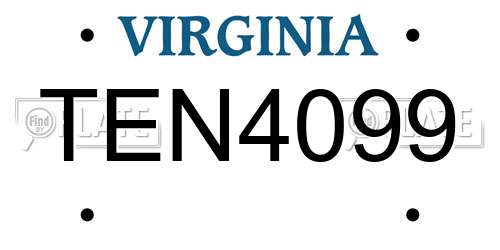 TEN4099 Virginia License Plate