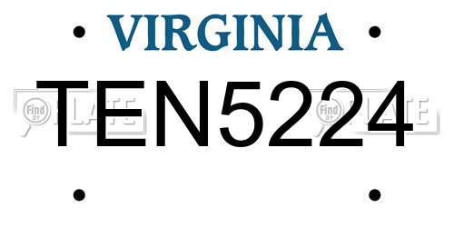 TEN5224 Virginia License Plate