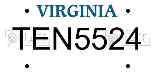 TEN5524 Virginia License Plate