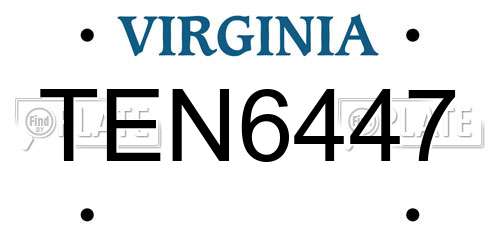 TEN6447 Virginia License Plate