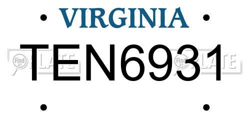 TEN6931 Virginia License Plate