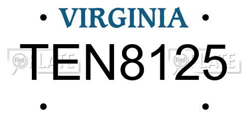 TEN8125 Virginia License Plate