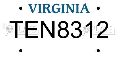 TEN8312 Virginia License Plate