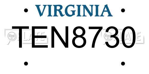 TEN8730 Virginia License Plate