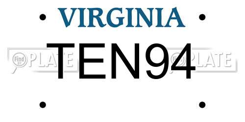 TEN94 Virginia License Plate