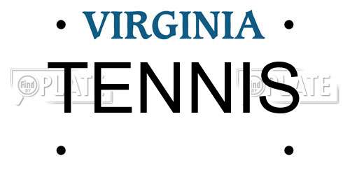TENNIS Virginia License Plate