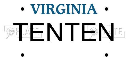 TENTEN Virginia License Plate