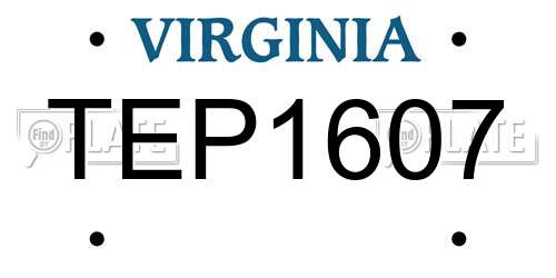 TEP1607 Virginia License Plate