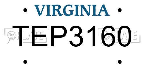 TEP3160 Virginia License Plate