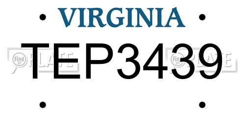 TEP3439 Virginia License Plate